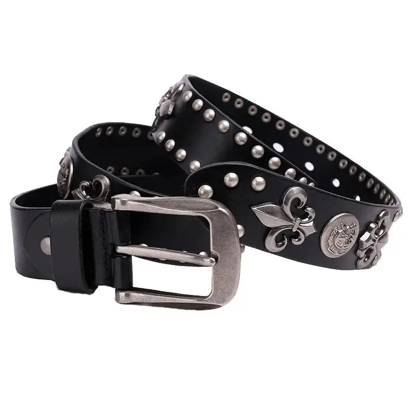 Leather Royal Flower Belt - Hominus Denim