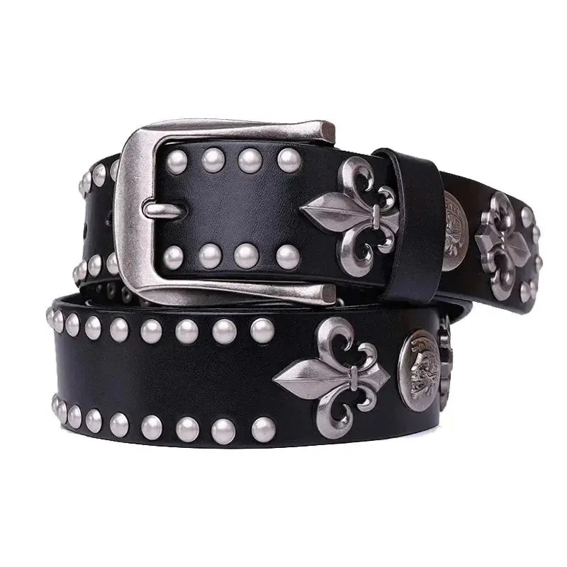 Leather Royal Flower Belt - Hominus Denim