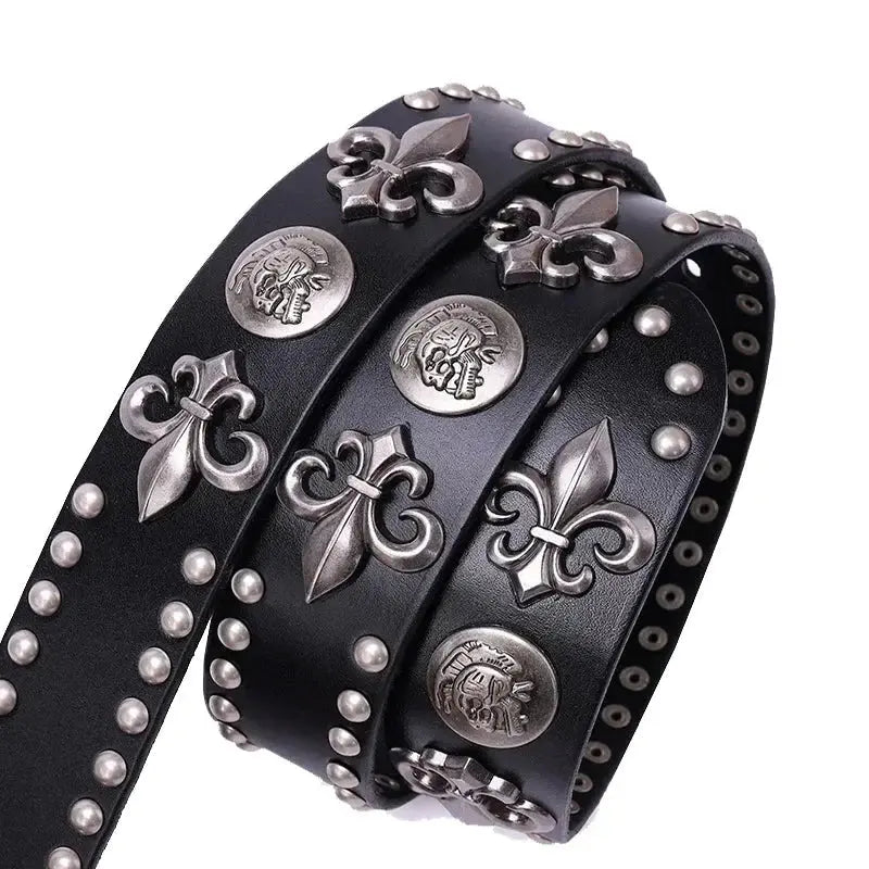 Leather Royal Flower Belt - Hominus Denim