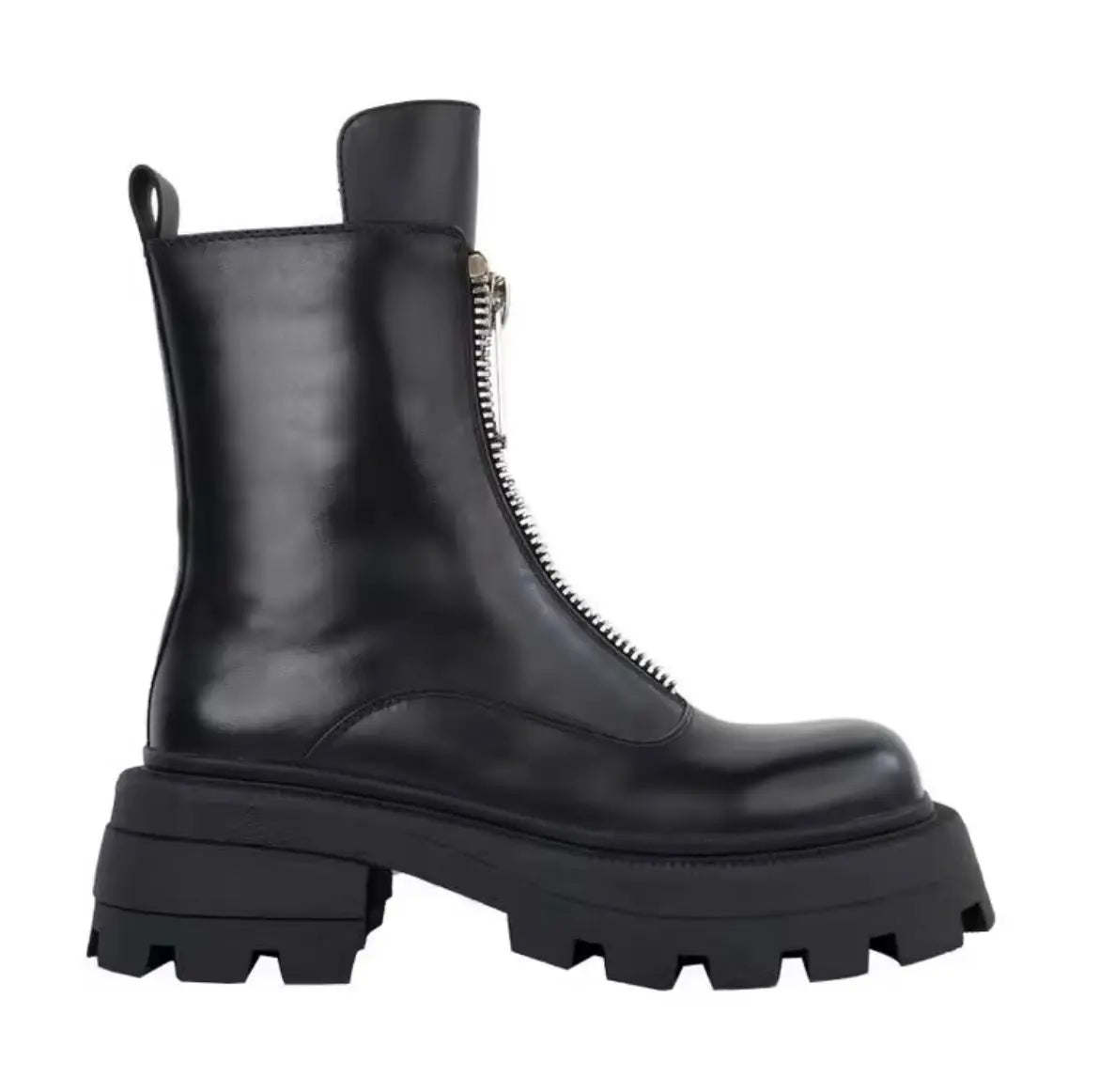 Leather Square Toe Double Zip Boots Hominus Denim