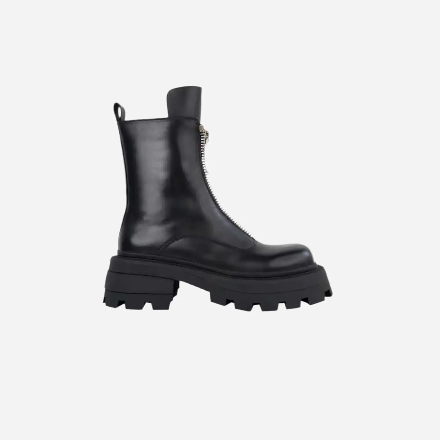 Leather Square Toe Double Zip Boots Hominus Denim