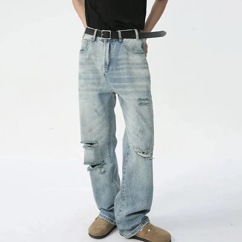 Light Blue Washed Destroyed Casual Jean - Hominus Denim
