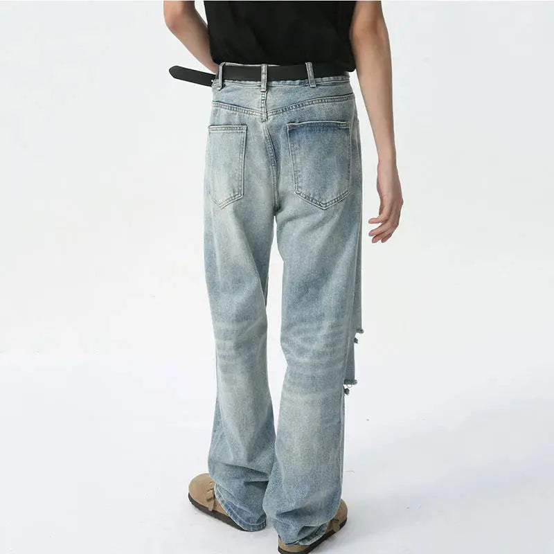 Light Blue Washed Destroyed Casual Jean - Hominus Denim