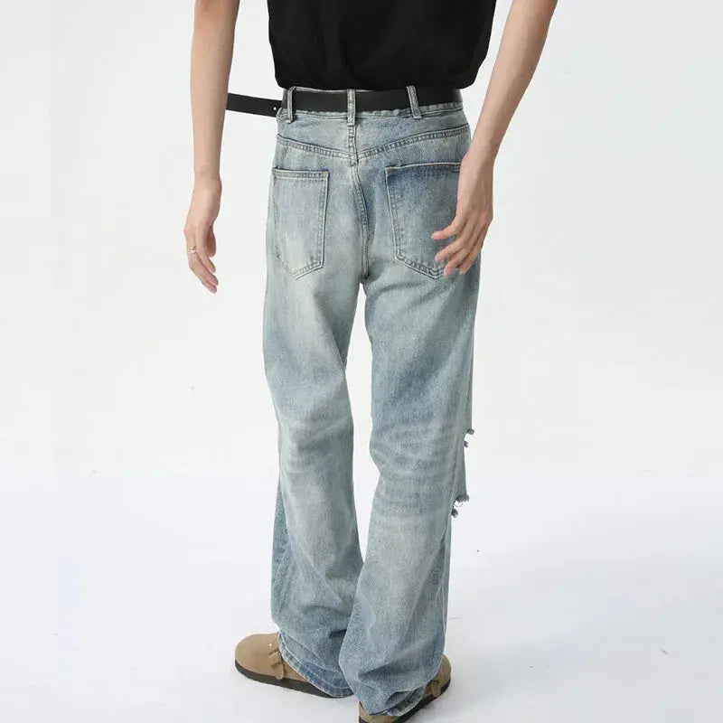 Light Blue Washed Destroyed Casual Jean - Hominus Denim