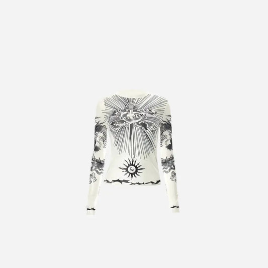 Long Sleeve Nude Color Tattoo Tee Hominus Denim