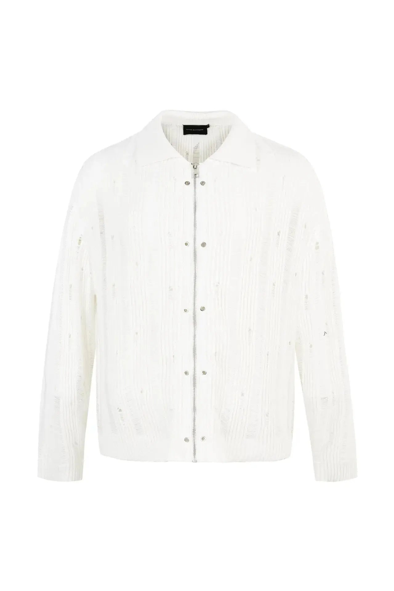 MADE EXTREME Willow Spike Hollow Knitted Sweater Autumn Thin Zipper Cardigan Hominus Denim