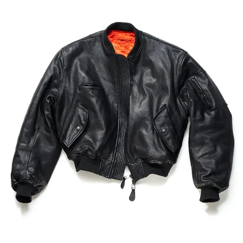 Mauroicardi Autumn Winter Cool Handsome Short Vintage Thickened Warm Black Pu Leather Bomber jacket Men Luxury Designer Clothes Hominus Denim