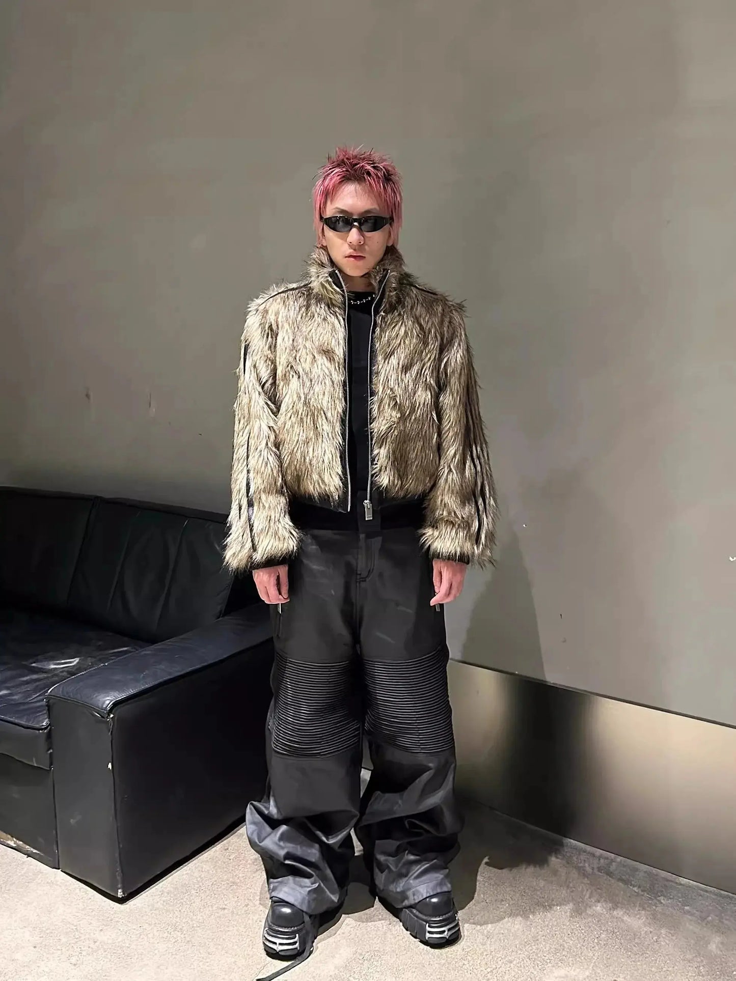Mauroicardi Autumn Winter Short Cool Thick Warm Reversible Faux Fur Coat Men Zipper Luxury Designer Clothes Fluffy Jacket 2025 Hominus Denim