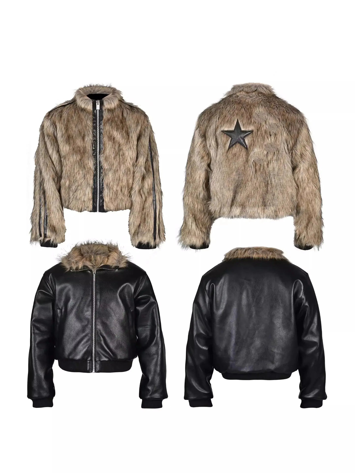 Mauroicardi Autumn Winter Short Cool Thick Warm Reversible Faux Fur Coat Men Zipper Luxury Designer Clothes Fluffy Jacket 2025 Hominus Denim