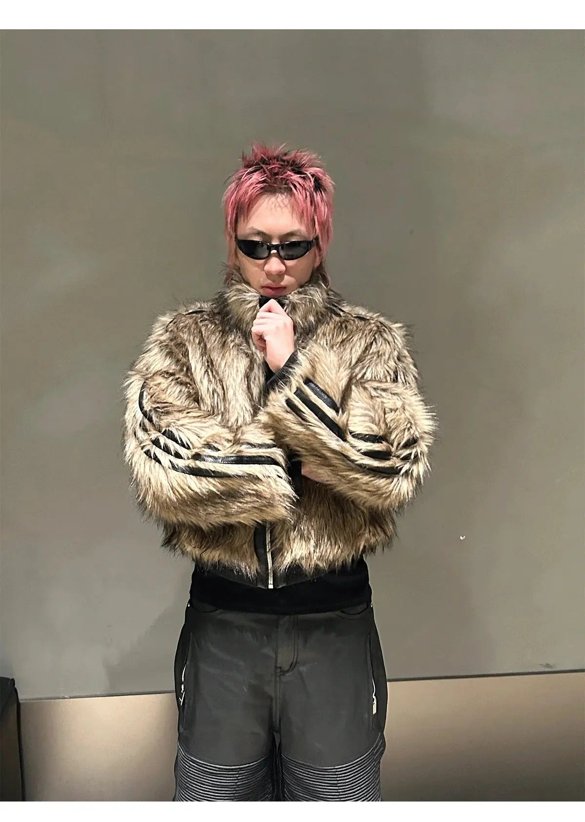Mauroicardi Autumn Winter Short Cool Thick Warm Reversible Faux Fur Coat Men Zipper Luxury Designer Clothes Fluffy Jacket 2025 Hominus Denim