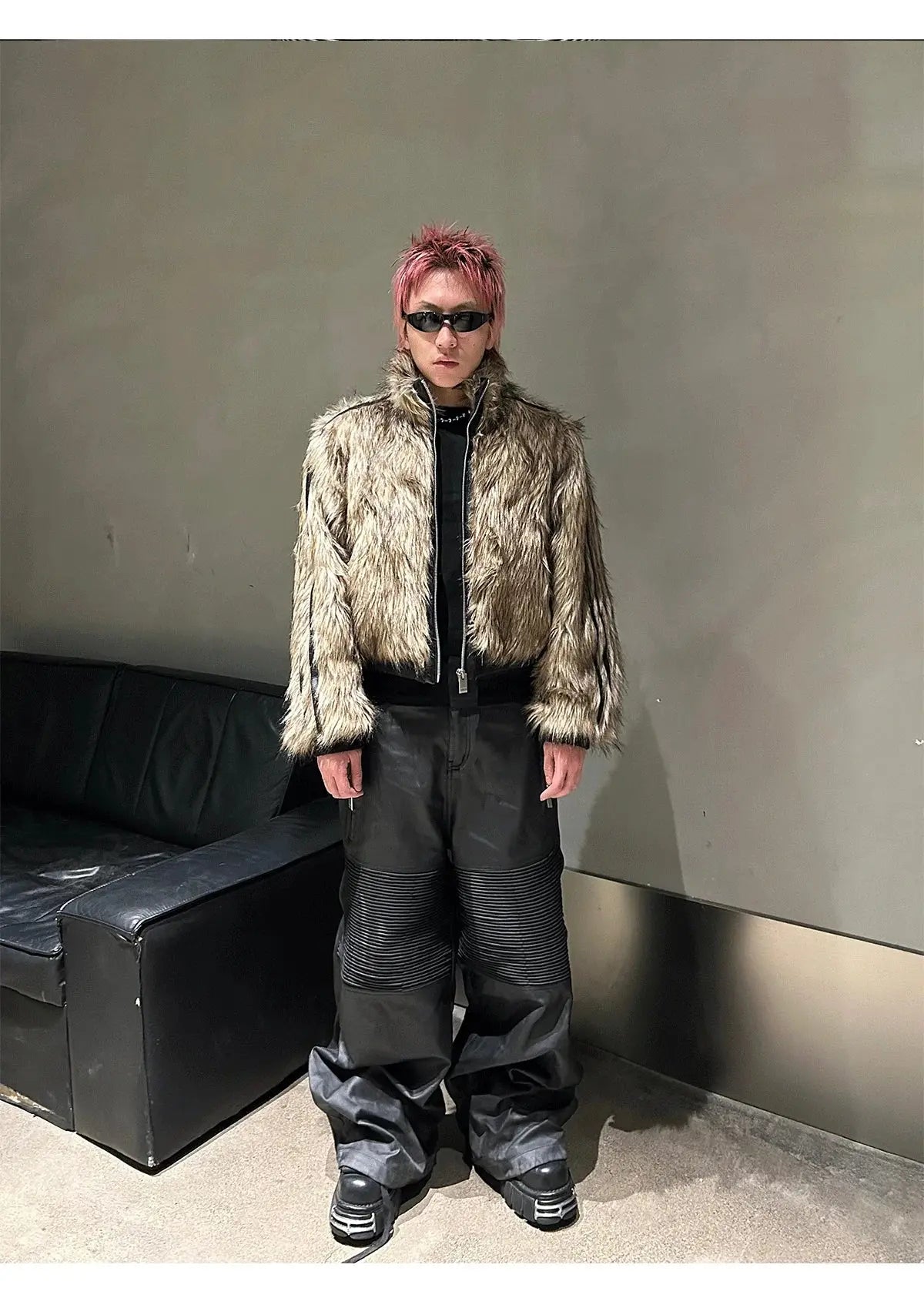 Mauroicardi Autumn Winter Short Cool Thick Warm Reversible Faux Fur Coat Men Zipper Luxury Designer Clothes Fluffy Jacket 2025 Hominus Denim