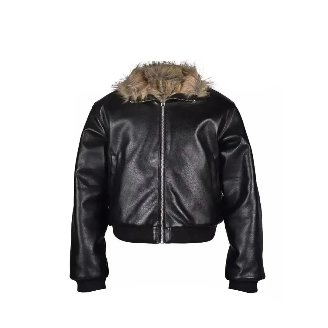 Mauroicardi Autumn Winter Short Cool Thick Warm Reversible Faux Fur Coat Men Zipper Luxury Designer Clothes Fluffy Jacket 2025 Hominus Denim