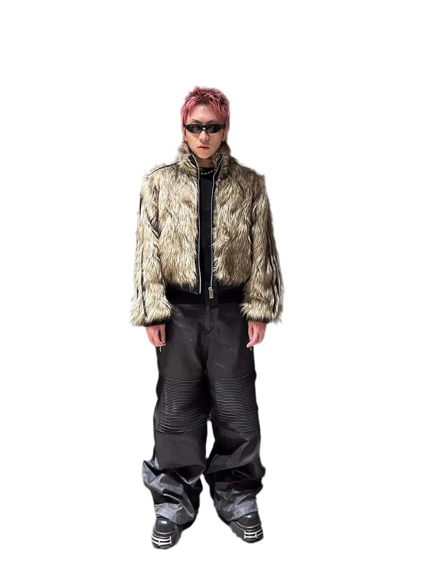 Mauroicardi Autumn Winter Short Cool Thick Warm Reversible Faux Fur Coat Men Zipper Luxury Designer Clothes Fluffy Jacket 2025 Hominus Denim