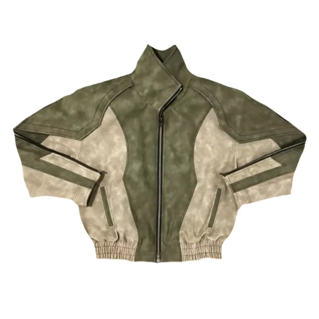 Mauroicardi Spring Autumn Cool Handsome Windproof Oversized Distressed Patchwork Pu Leather Jacket Men Zip Up European Fashion Hominus Denim