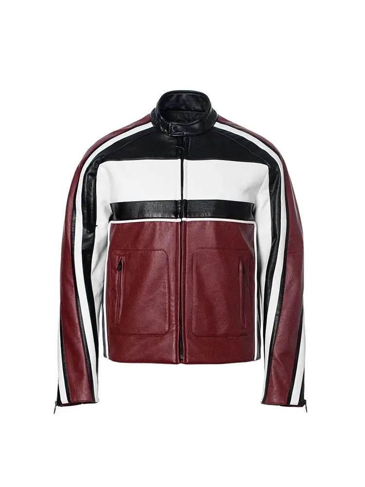 Mauroicardi Spring Autumn Cool Patchwork Soft Pu Leather Jacket Men Zip Up Luxury Designer Clothes Runway European Fashion 2023 Hominus Denim