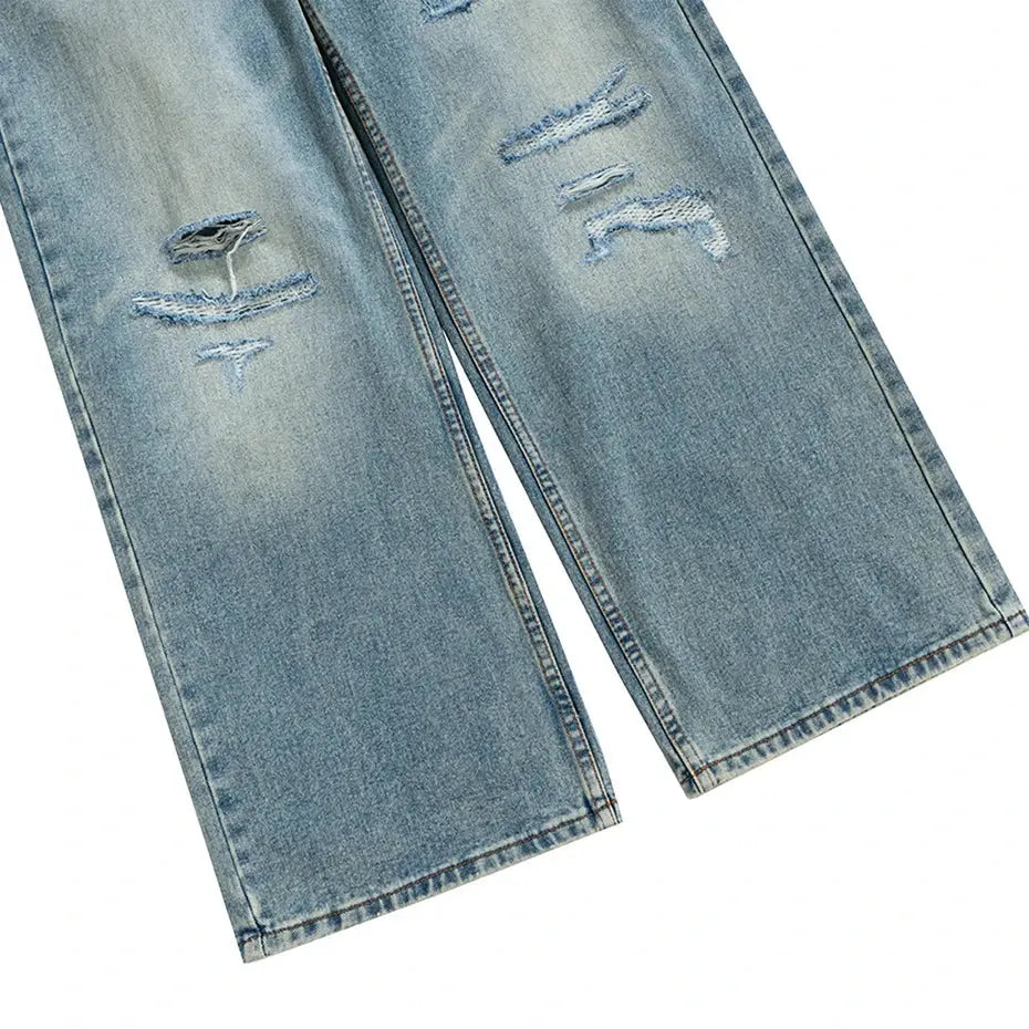Men Blue Baggy Jeans Ripped Loose Straight Denim Pants Luxury Designer Jeans Trousers Harajuku Hip Hop Streetwear Jeans for Male Hominus Denim