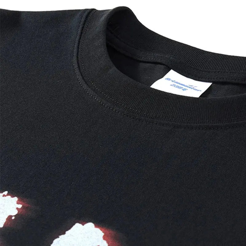 Men Tshirt Cotton Shadow Letter Print Punk Hip Hop Gothic Streetwear Short Sleeve Summer Korean Fashion Tops Tees Y2k Clothing Hominus Denim