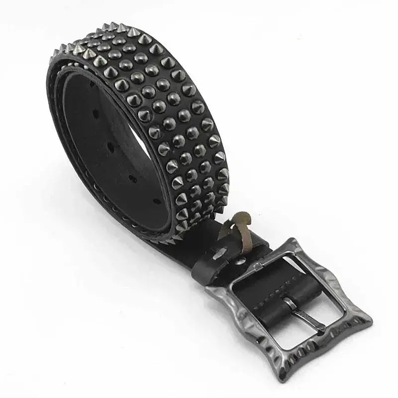 Men's Cowhide Leather Belt with Spike Rivet Studded Waistband for Jeans Fashion Accessories Hominus Denim