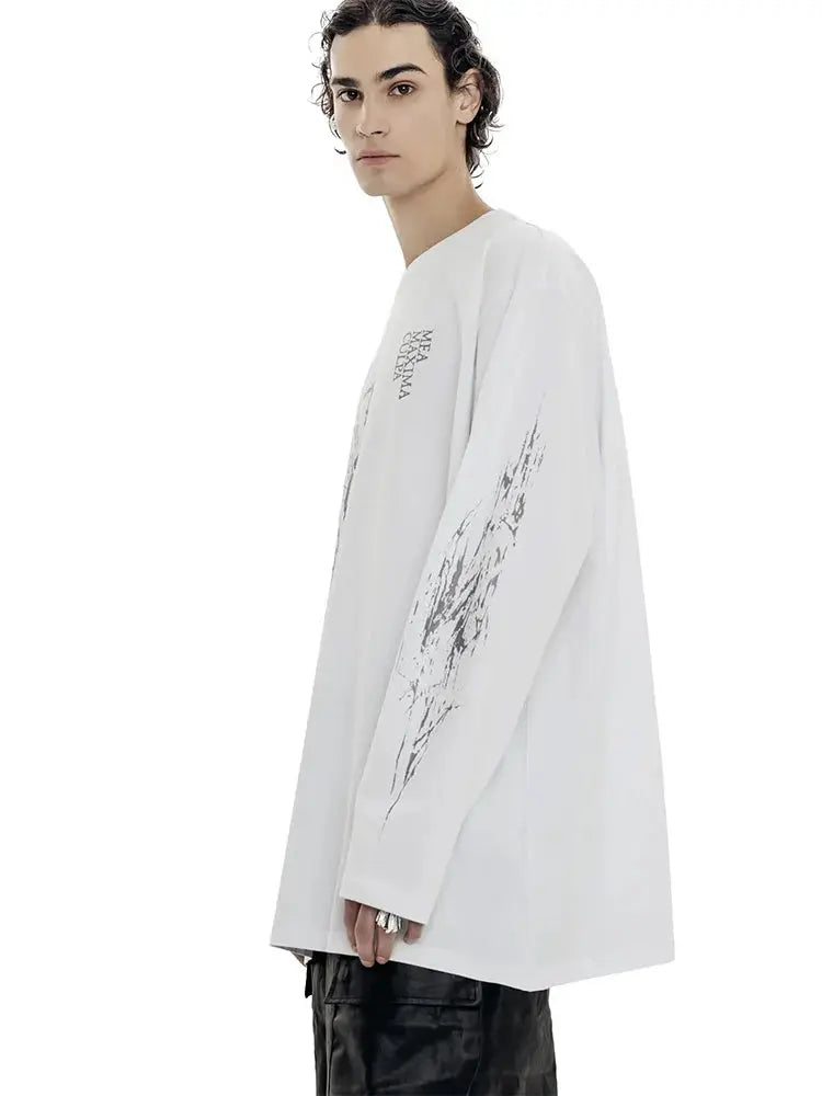 Men's T-Shirt Atrium White Graphic Oversized Cotton Vintage Summer Long Sleeve Tees Tops Harajuku Korean Y2k Streetwear Clothes Hominus Denim