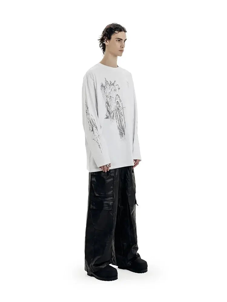 Men's T-Shirt Atrium White Graphic Oversized Cotton Vintage Summer Long Sleeve Tees Tops Harajuku Korean Y2k Streetwear Clothes Hominus Denim