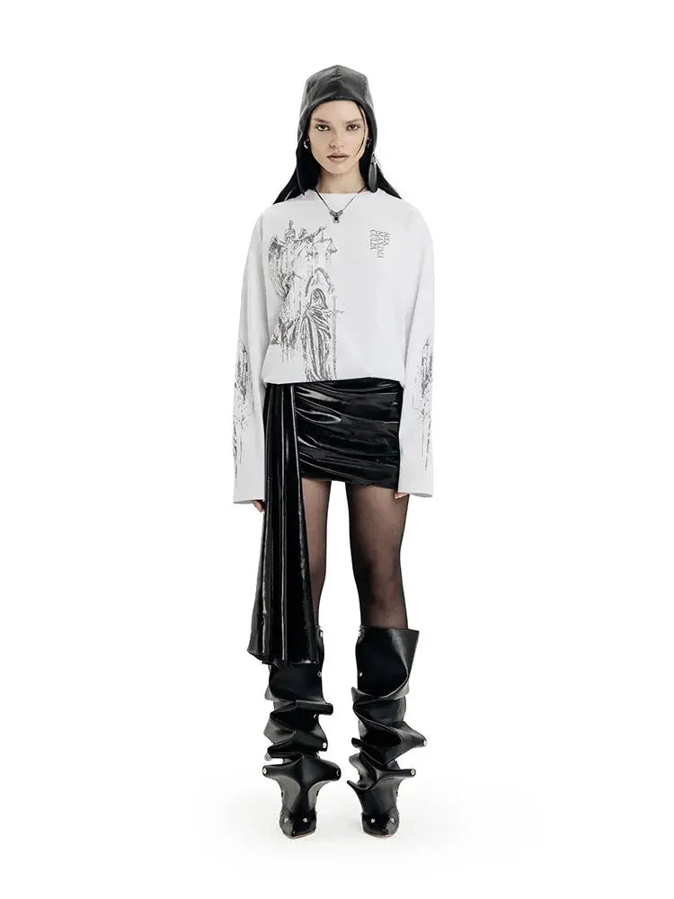 Men's T-Shirt Atrium White Graphic Oversized Cotton Vintage Summer Long Sleeve Tees Tops Harajuku Korean Y2k Streetwear Clothes Hominus Denim