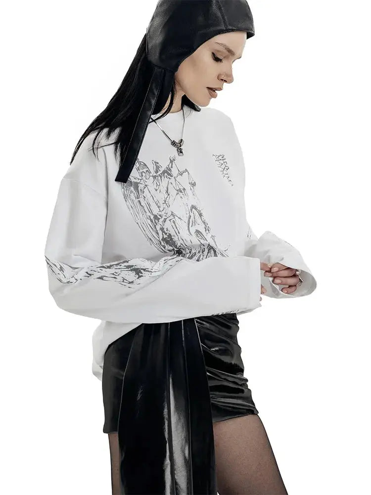 Men's T-Shirt Atrium White Graphic Oversized Cotton Vintage Summer Long Sleeve Tees Tops Harajuku Korean Y2k Streetwear Clothes Hominus Denim