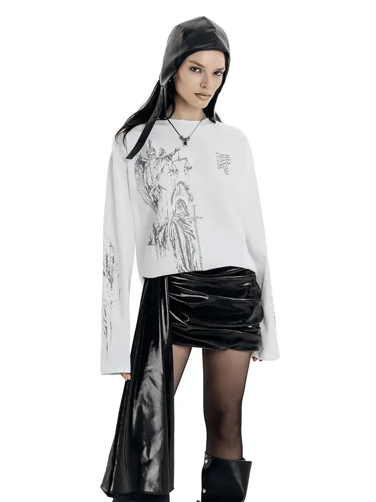 Men's T-Shirt Atrium White Graphic Oversized Cotton Vintage Summer Long Sleeve Tees Tops Harajuku Korean Y2k Streetwear Clothes Hominus Denim