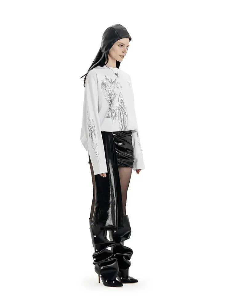 Men's T-Shirt Atrium White Graphic Oversized Cotton Vintage Summer Long Sleeve Tees Tops Harajuku Korean Y2k Streetwear Clothes Hominus Denim