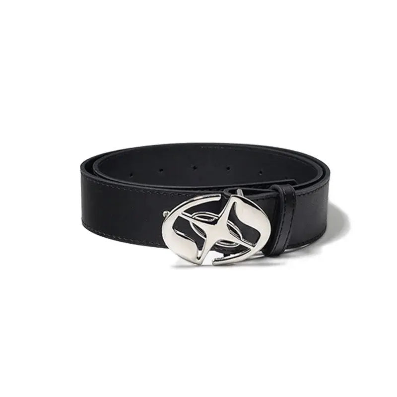 Metal Star Buckle Leather Belt