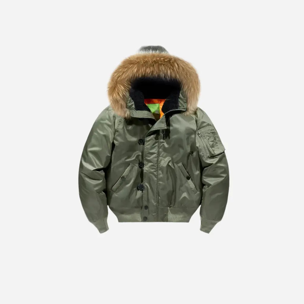 Military Fur Hooded Tactical Bomber Jacket Hominus Denim