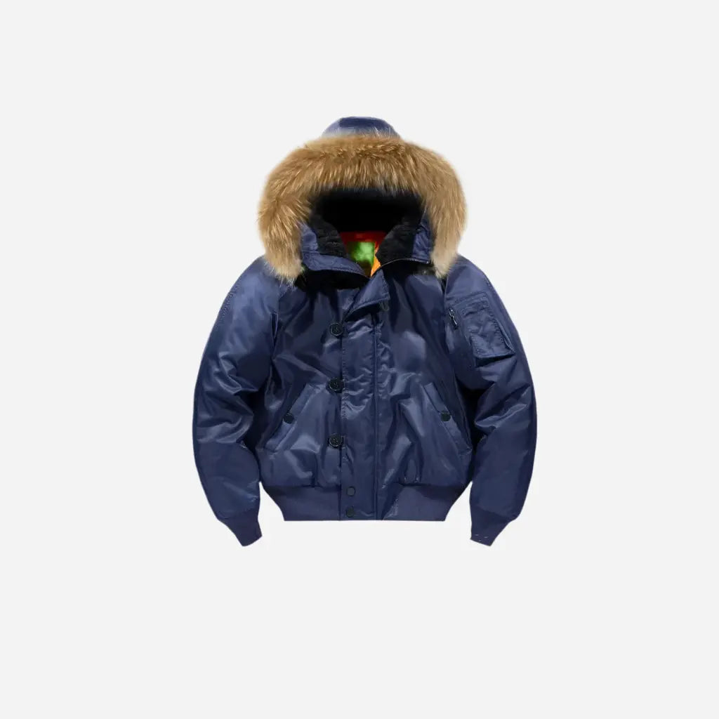 Military Fur Hooded Tactical Bomber Jacket Hominus Denim