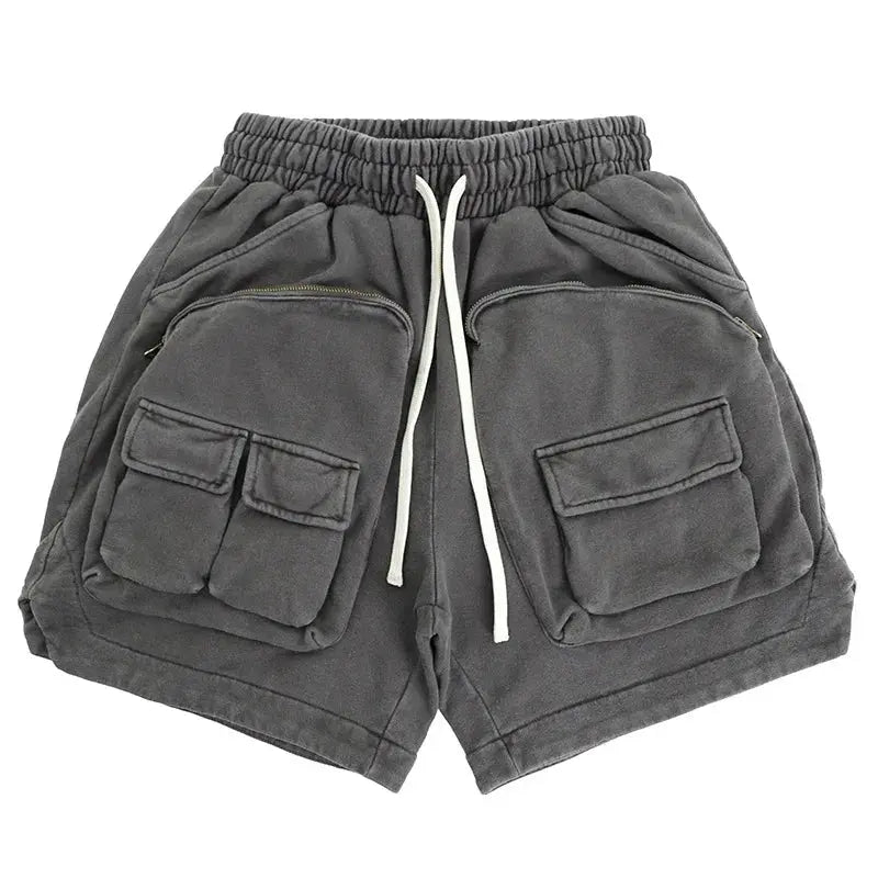 Multi-pocket zipper tactical overalls feature heavyweight shorts Hominus Denim