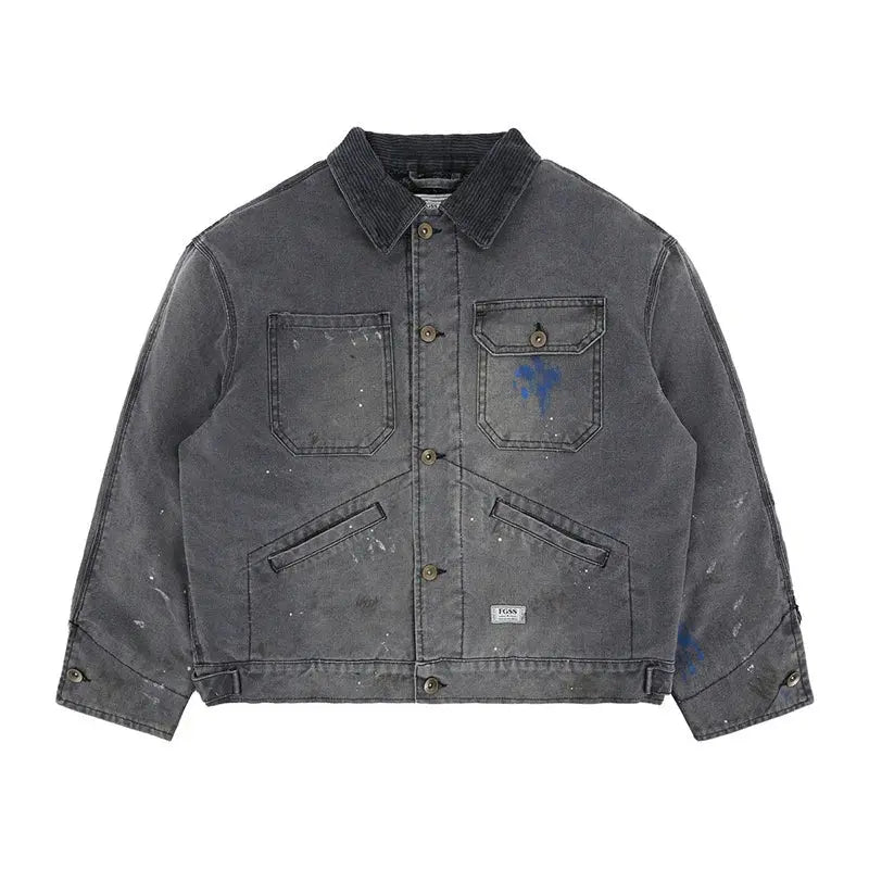 New Autumn/winter 2024 Detroit wash paint splash ink denim jacket Hominus Denim