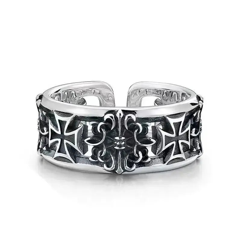 New retro cross hip-hop punk style niche opening ring for men Hominus Denim