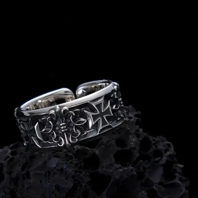 New retro cross hip-hop punk style niche opening ring for men Hominus Denim