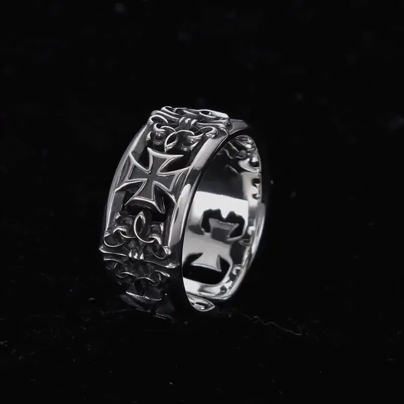 New retro cross hip-hop punk style niche opening ring for men Hominus Denim