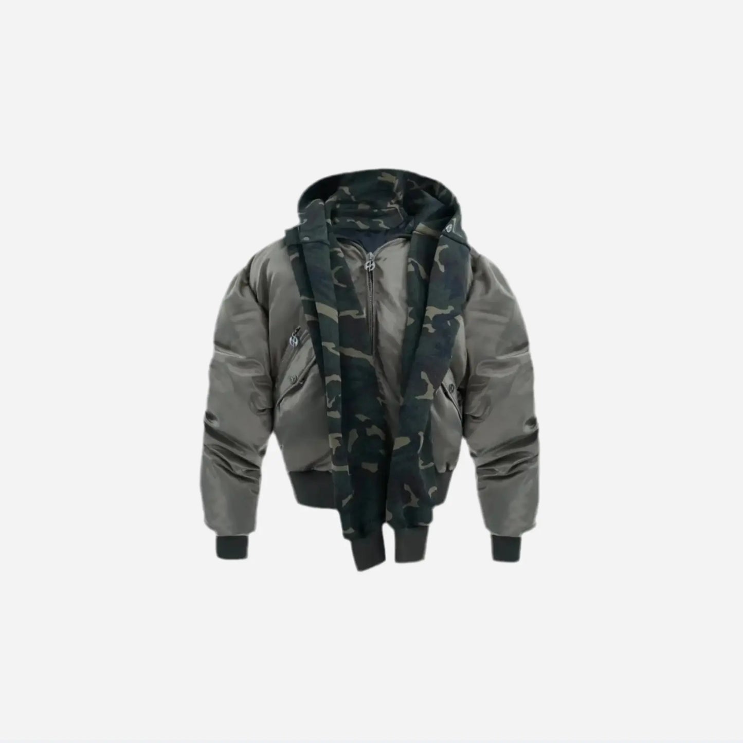 Oversized Camouflage Scarf Hooded Bomber Jacket Hominus Denim