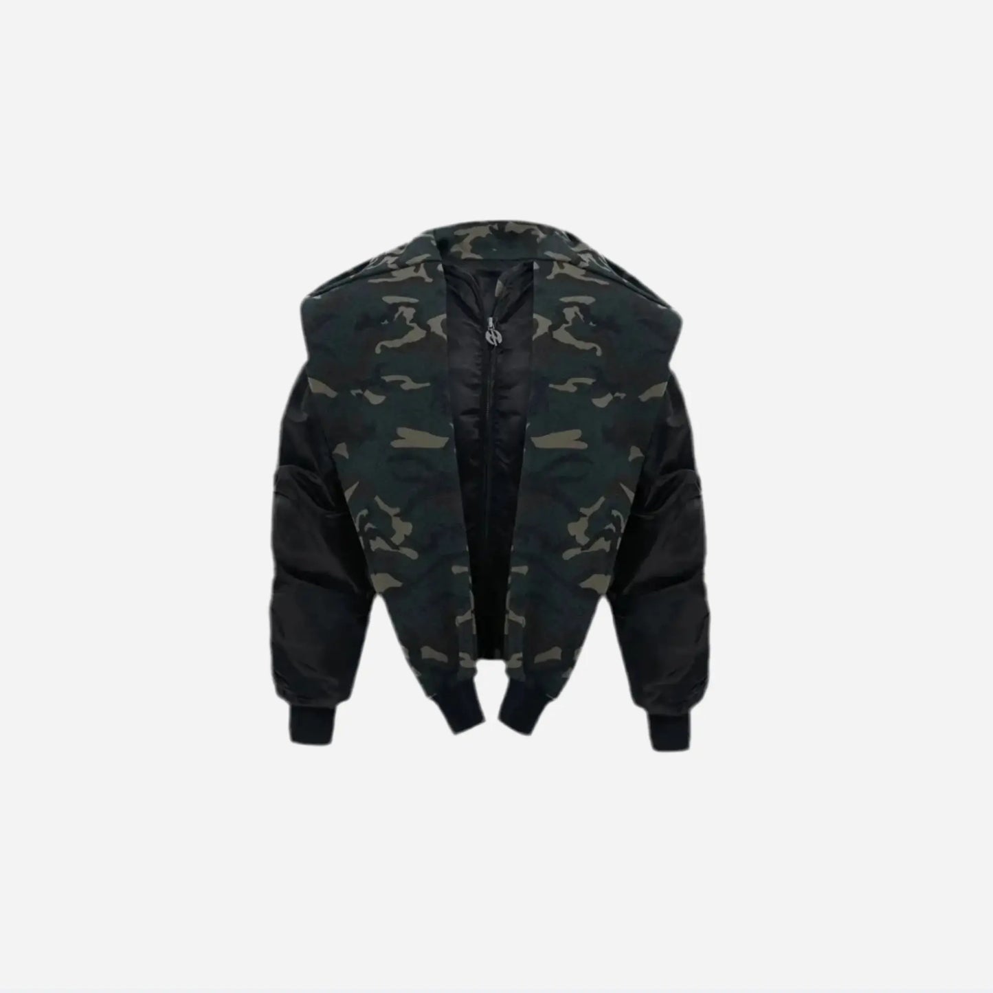 Oversized Camouflage Scarf Hooded Bomber Jacket Hominus Denim