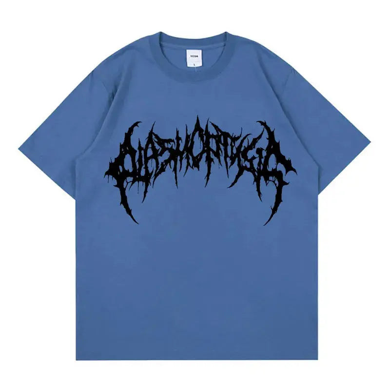 Oversized Graphic Gothic Y2K Logo Tee - Hominus Denim