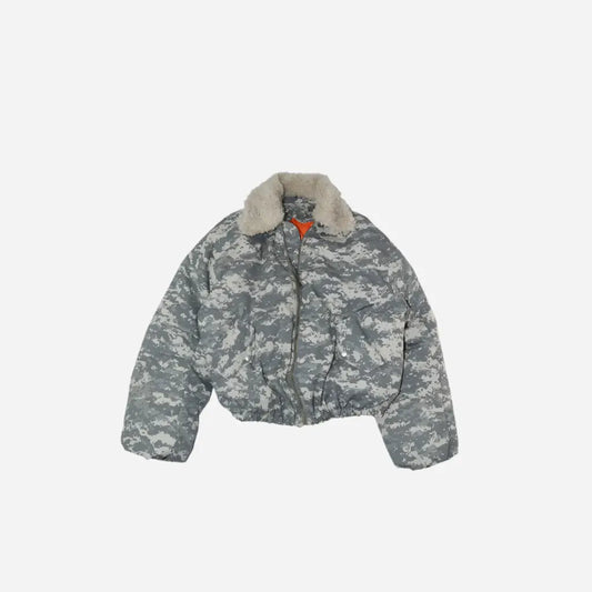 Oversized Grunge Camouflage Pattern Flight Jacket Hominus Denim