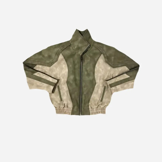 Oversized Patchwork Leather Zip Up Jacket Hominus Denim