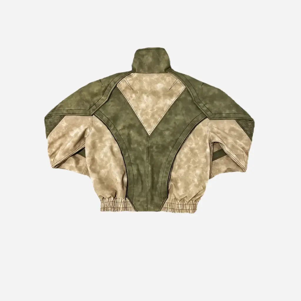 Oversized Patchwork Leather Zip Up Jacket Hominus Denim