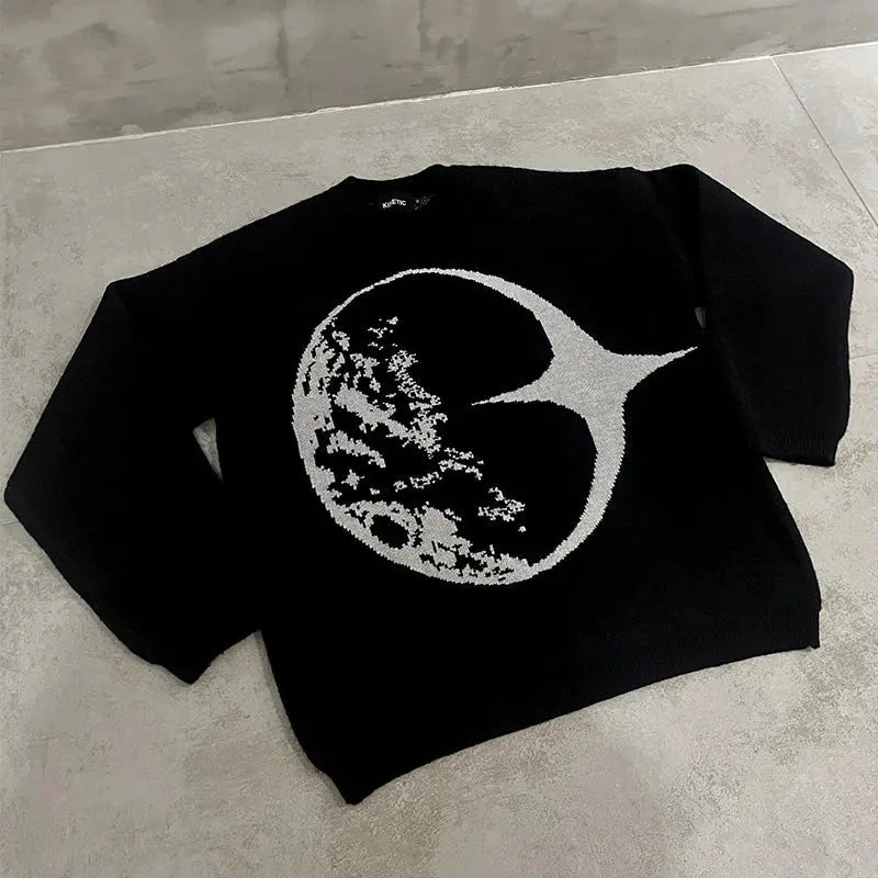 Oversized Y2K Moonlight Knit Sweater - Hominus Denim