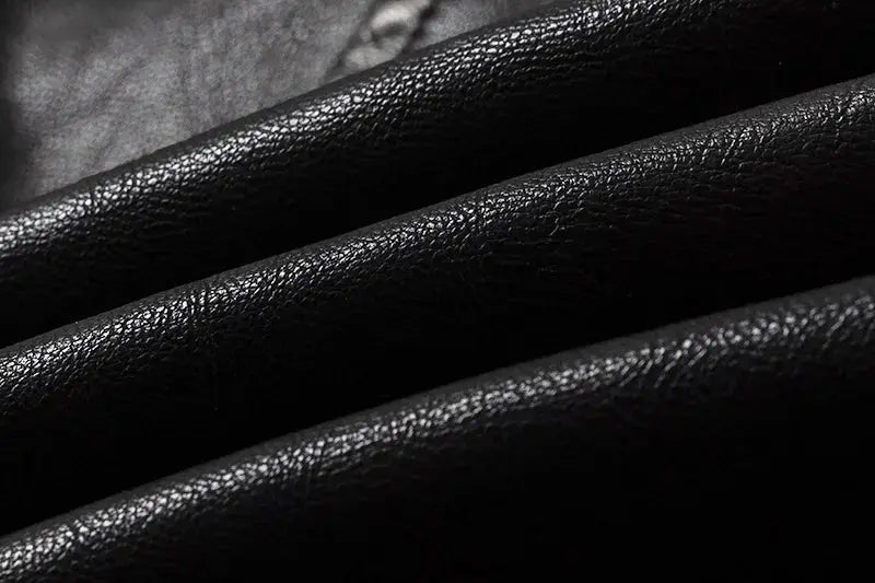 PFNW American Retro Punk Split Short Leather Biker Jackets Men's High Street Black PU Leather Jacket Coat 2025 Tide New 28W6106 Hominus Denim