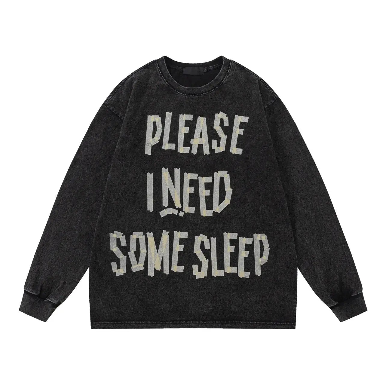 PFNW American Vintage Distressed Letters Printed Long-sleeved T-shirt Men's Tide Ins Design Niche Casual Bottoming Tops 28W5948 Hominus Denim