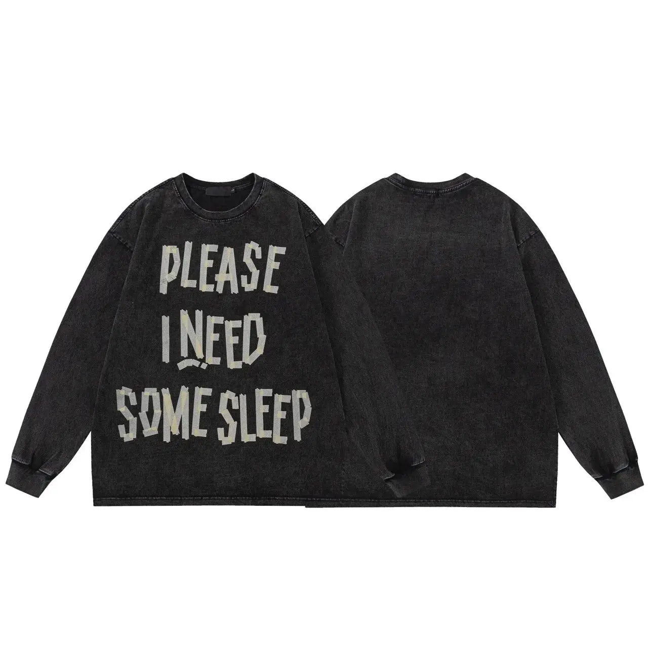 PFNW American Vintage Distressed Letters Printed Long-sleeved T-shirt Men's Tide Ins Design Niche Casual Bottoming Tops 28W5948 Hominus Denim