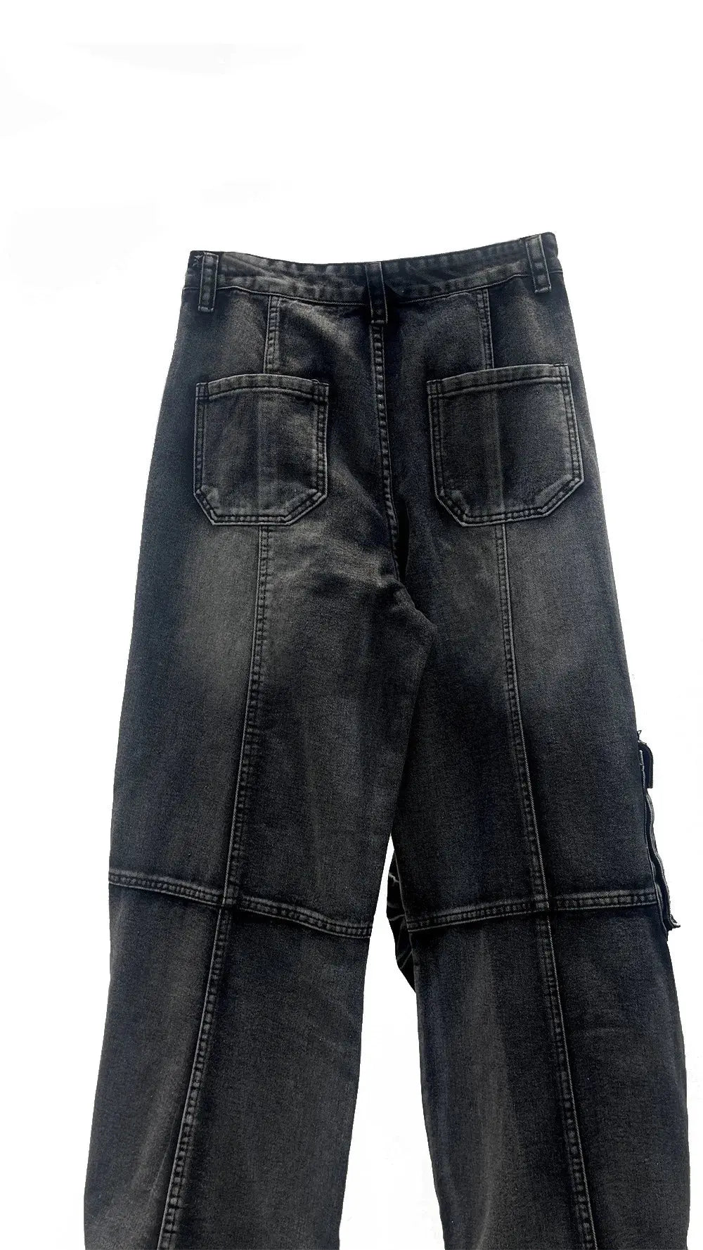 PFNW American VintageWashed Black Multi-Pocket Loose Jeans Men's Distressed Straight Wide Leg Denim Pants Tide Trousers 12C2249 Hominus Denim