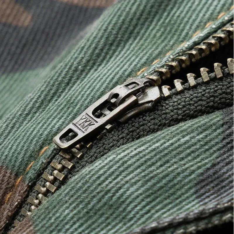 PFNW American high Street jeans men Faded Camouflage cargo Pants Heavy Washed Deconstructed Loose Micro denim trousers 28W6153 Hominus Denim