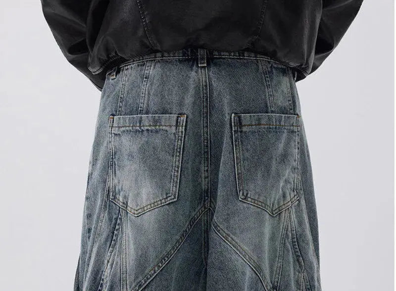 PFNW Heavyweight Dirty Wash Distressed Design Blue Wide-leg Jeans Men's Niche Tide Loose Fit Long Denim Pants 2025 New 28W6196 Hominus Denim