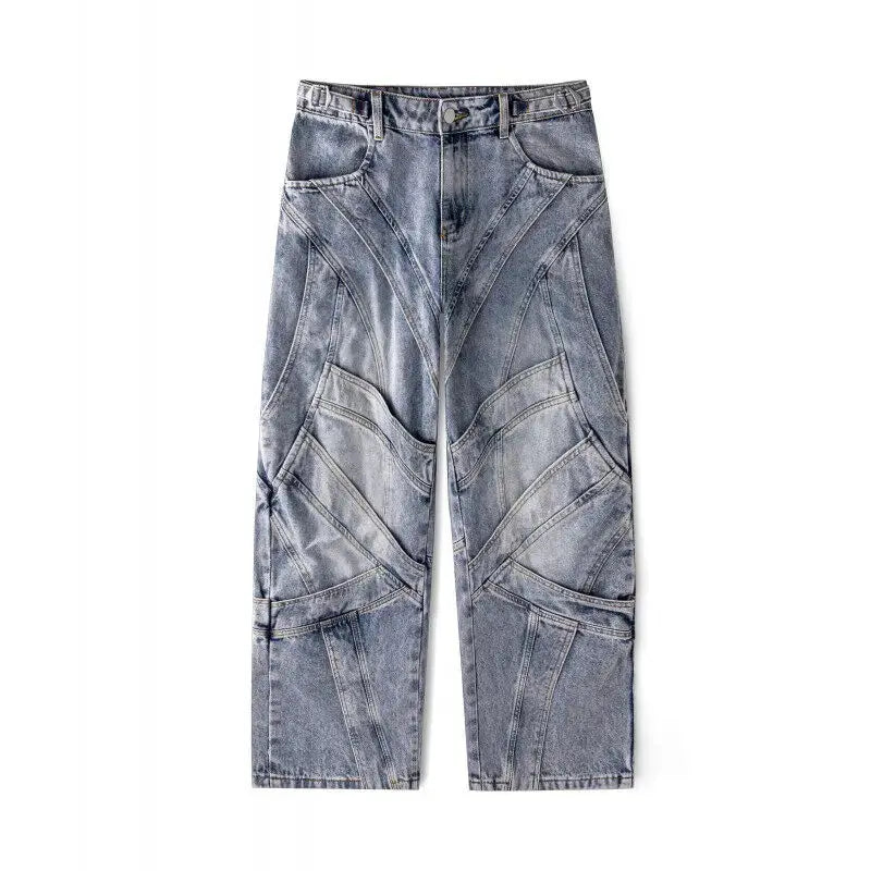 PFNW Heavyweight Dirty Wash Distressed Design Blue Wide-leg Jeans Men's Niche Tide Loose Fit Long Denim Pants 2025 New 28W6196 Hominus Denim
